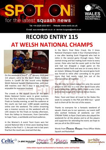 record entry 115 at welsh national champs - Squash Wales