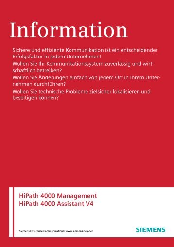 HiPath 4000 Management HiPath 4000 Assistant V4 - Siemens