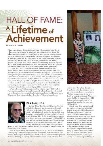 Hall of Fame Recipients Story in Hawaii Retail Grocer Magazine