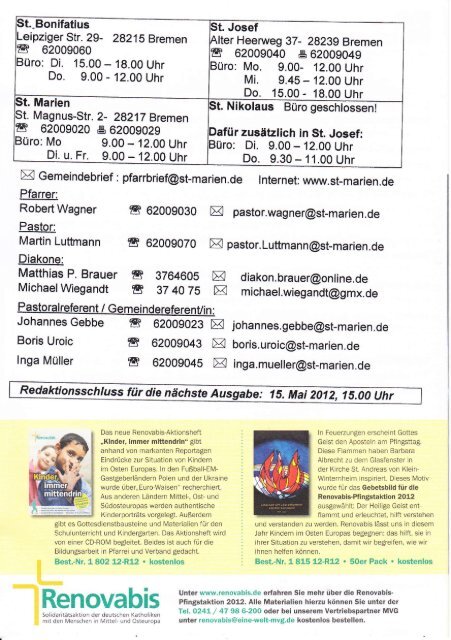 Gemeindebrief Mai 2012 - St. Marien