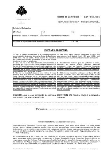 Impreso solicitud txosnas - Ayuntamiento de Portugalete