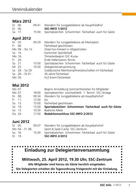 Info1-2012 - Sport und Schwimmclub Karlsruhe eV