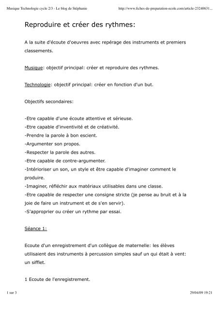 Musique Technologie Cycle 2 3 Le Blog De Sta C Phanie