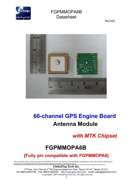 66-channel GPS Engine Board Antenna Module FGPMMOPA6B