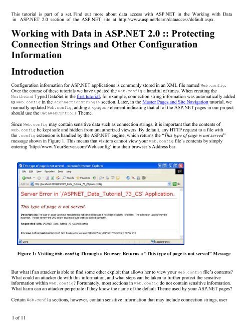 Working with Data in ASP.NET 2.0 :: Protecting Connection Strings ...