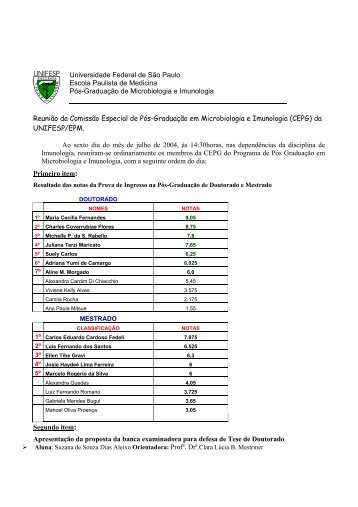 CEPG - Departamento de Microbiologia, Imunologia e Parasitologia