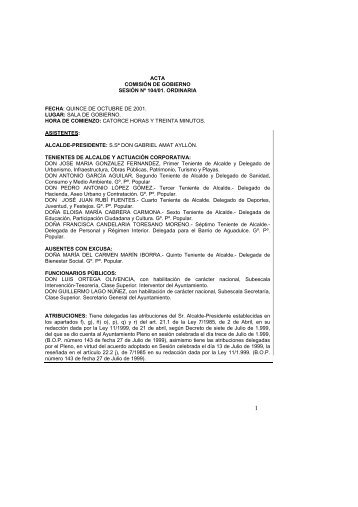 orden del dia de la comision de gobierno en sesion de fecha 21/09/01