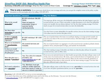 SilverPlus SHOP (S4): MetroPlus Health Plan - MetroPlus.org