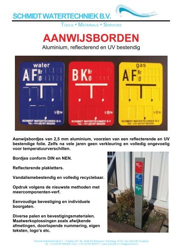 Folder aanwijsborden - Schmidt Watertechniek