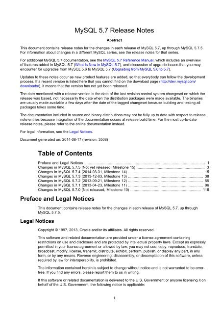 MySQL 5.7 Release Notes - Download - MySQL