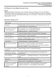 Telemanns Pflanzenindex 1742 / Pisendels Pflanzensendung 1749