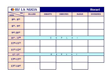 Plantilla nuevo Horario 2009/10 - IES La Nucia