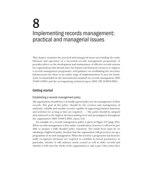 Chapter 8 Implementing records management Facet Publishing