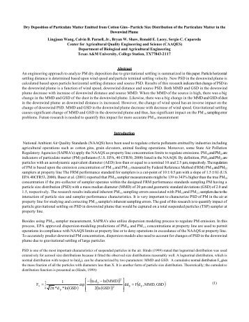 Particle Size Distribution of the Particulate Matter - TAMU Cotton ...