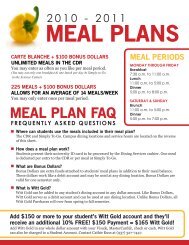 MEAL PLAN FAQ - Wittenberg University