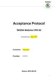 Acceptance Protocol Å KODA Website CMS K2 - Skoda Auto