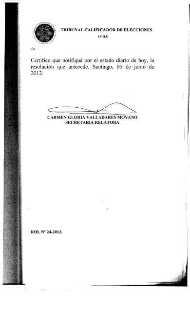 Rol 43-2012 - Tribunal Calificador de Elecciones