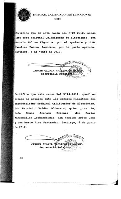 Rol 43-2012 - Tribunal Calificador de Elecciones