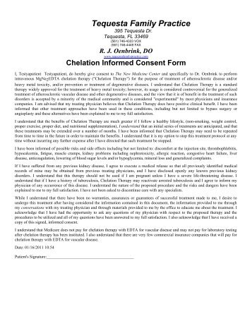 Chelation Informed Consent Form - Tequesta Family Practice