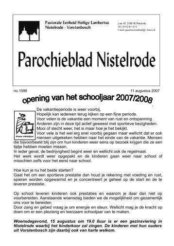 11 aug - Pastorale eenheid Nistelrode - Vorstenbosch