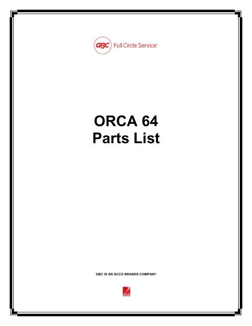 ORCA 64 Parts List