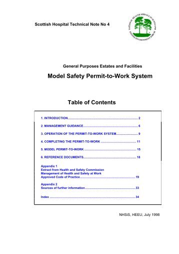 Model Safety Permit-to-Work System - Health Facilities Scotland