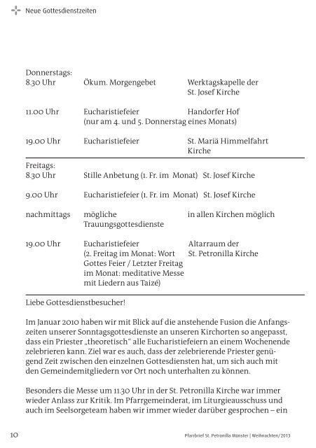 Pfarrbrief Weihnachten 2013 - St. Petronilla