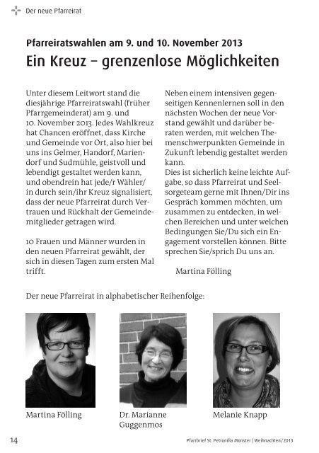 Pfarrbrief Weihnachten 2013 - St. Petronilla