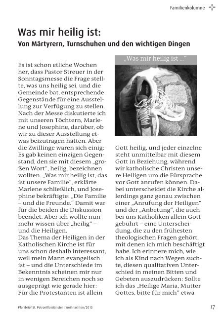 Pfarrbrief Weihnachten 2013 - St. Petronilla