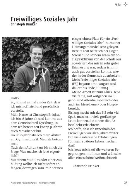 Pfarrbrief Weihnachten 2013 - St. Petronilla