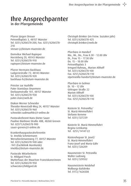 Pfarrbrief Weihnachten 2013 - St. Petronilla