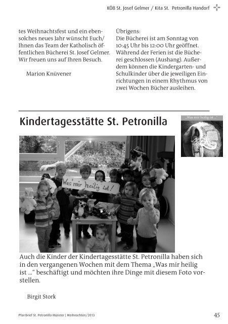 Pfarrbrief Weihnachten 2013 - St. Petronilla