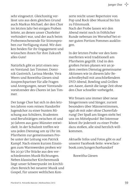 Pfarrbrief Weihnachten 2013 - St. Petronilla