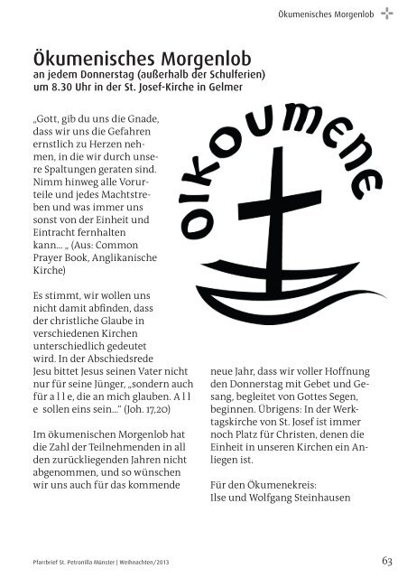 Pfarrbrief Weihnachten 2013 - St. Petronilla