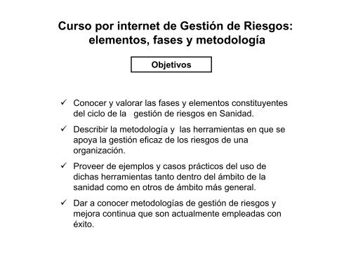 Curso online de gestiÃ³n de riesgos - Seguridad del Paciente