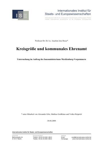 KreisgrÃ¶Ãe und kommunales Ehrenamt - Internationales Institut fÃ¼r ...