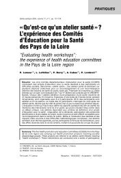 Qu'est-ce qu'un atelier santé » ? L'expérience des Comités d ... - Ipcem