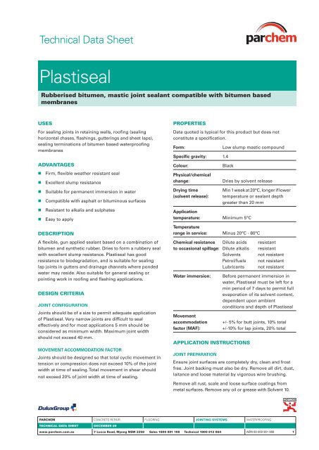 Plastiseal Tds Parchem
