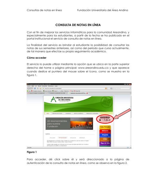 consulta de notas en lÃ­nea - FundaciÃ³n Universitaria del Ãrea Andina