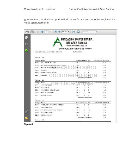 consulta de notas en lÃ­nea - FundaciÃ³n Universitaria del Ãrea Andina