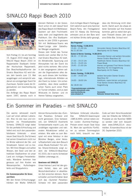Ausgabe August 2010 - STADTmagazin Rapperswil-Jona