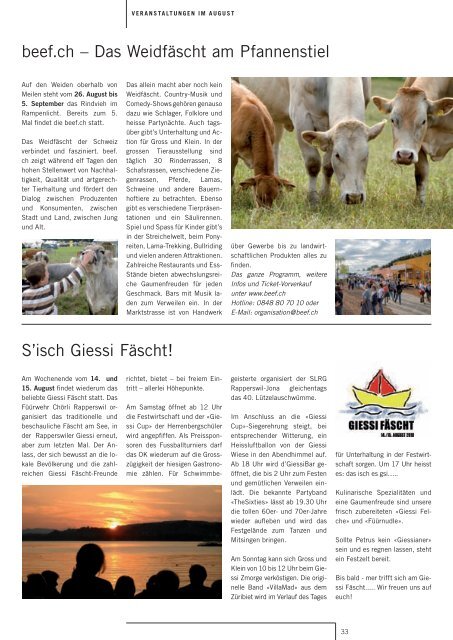 Ausgabe August 2010 - STADTmagazin Rapperswil-Jona