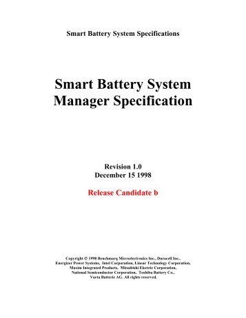 Smart Battery System Manager Specification, version 1.0