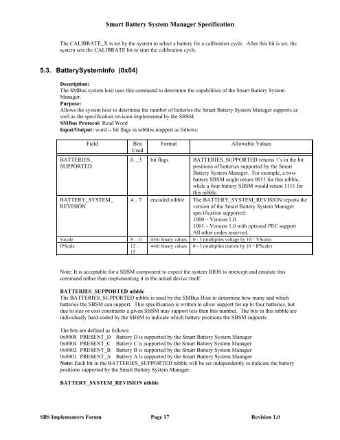 Smart Battery System Manager Specification, version 1.0