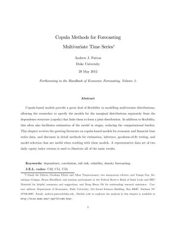 Copula Methods for Forecasting Multivariate Time Series"