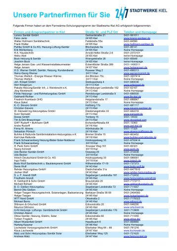 Unsere Partnerfirmen für Sie - Stadtwerke Kiel