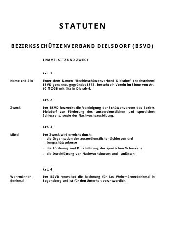 Statuten BSVD - beim BezirksschÃ¼tzenverband Dielsdorf