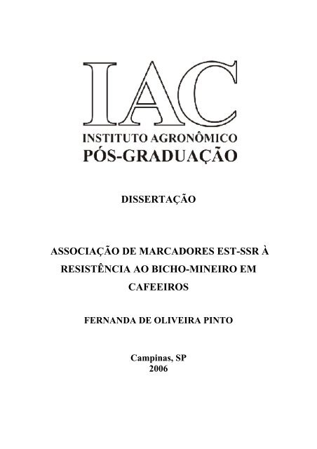 AssociaÃ§Ã£o de marcadores do tipo microssatÃ©lite expressos ... - IAC