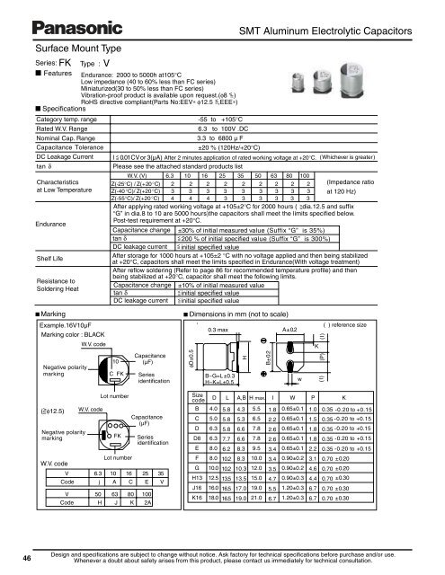 Surface Mount Type Aluminum Electrolytic Capacitors - Panasonic