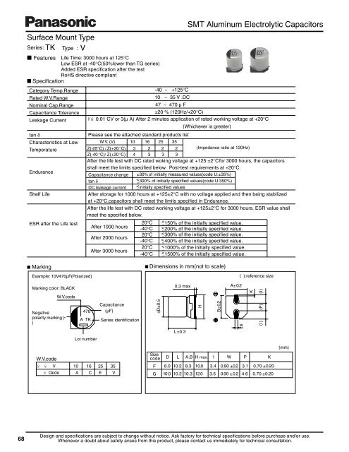 Surface Mount Type Aluminum Electrolytic Capacitors - Panasonic